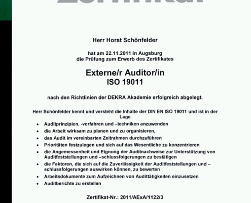 Auditor extern Zertifikat hs