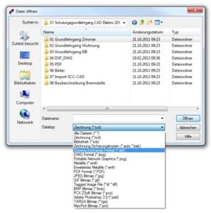 SCC-CAD Startup Import verschiedener Dateiformate