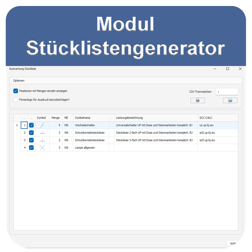 Modul Software Modul Stücklistengenerator | ZIEMER GmbH